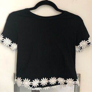 Topshop flower embroidered Black t-shirt